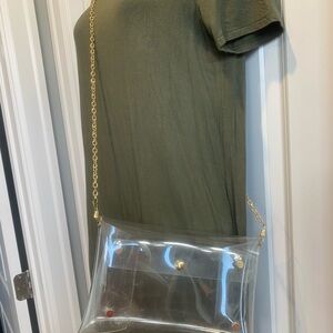 Transparent/Clear Crossbody Bag with Gold Chain